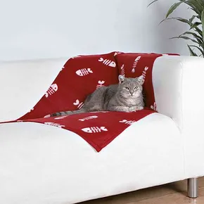 Fleecedecke BEANY 100x70cm - Burgunderrot mit Fischgrätenmuster